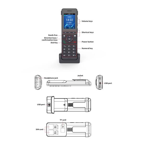 Hindetel lte wifi 2.4G Cordless Phone SIP VOIP  hotspot recording ip phone Cordless 4G SIP Phone  Desktop VoIP