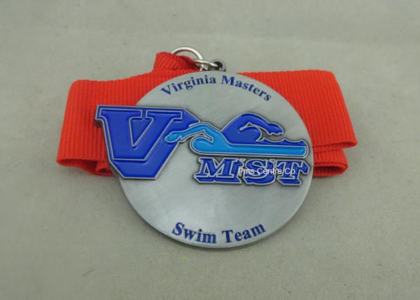 Zinc Alloy Swimming Award Ribbons Medals , Die Stamped Ribbon Personalised Medals