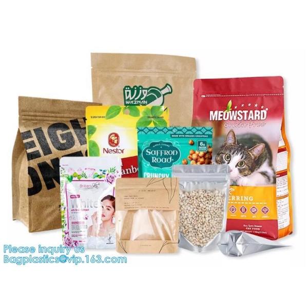 Zipper seal, zip seal, slider seal Square Block Bottom Bags With Side Gusset, Bopp Block Flat Bottom Bag