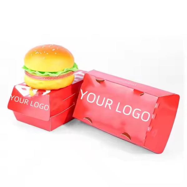 4C/UV/Lamination/Varnish Burgers Boxes Fast Food Packaging Paper for Customized Sizes