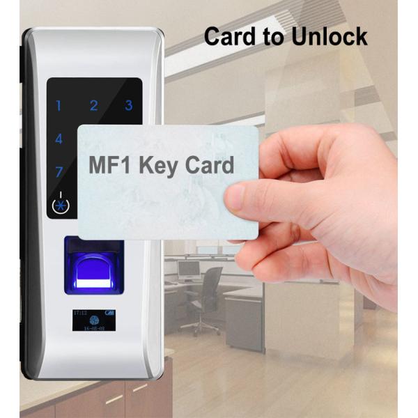 O fechamento de porta da rua biométrico feito sob encomenda Frameless nenhuns furos quatro destrava maneiras de destravar