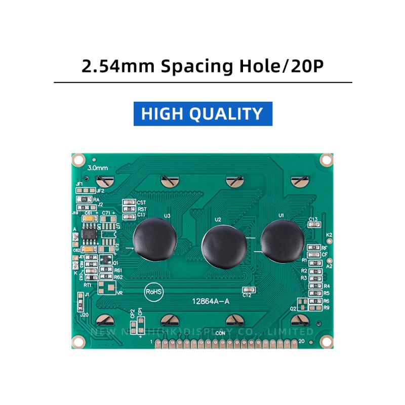 Blue Film 12864A-A Working Temperature  LCD Display With Backlight 20PIN 5V Parallel Port 12864 Panel