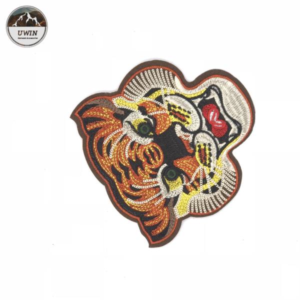 Needlework Crafted Tiger Embroidery Patch , School Logo Large Embroidered Tiger Patch