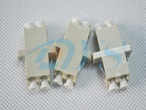 Beige Multimode Duplex LC Fiber Optic Adapter
