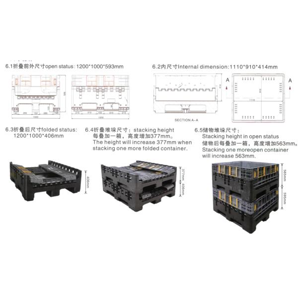 Large Heavy Duty Vented Collapsible Plastic Pallet Box for Apple and Vegetable Storage