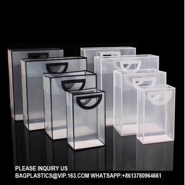 Plastic Tote Bags, Shopping Bags Gift Packaging Bags, PP Environmental Protection Frosted Transparent Bags Custom LOGO