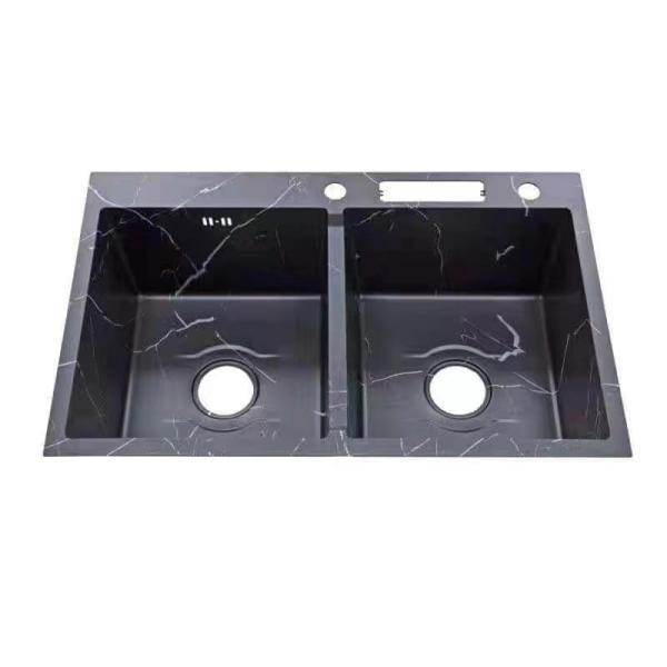 Мрамор ручной работы 30 дюймов подмост нержавеющей стали двойной миски раковины