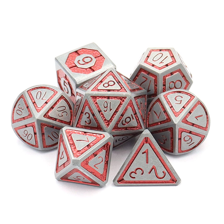 Zinc Alloy Metal Dice Set with Custom Colors and 14-20mm Size for DND & RPGs