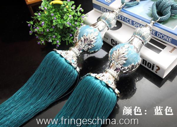 Delicate custom long tassel fringe trimming for curtain attractive tieback hanging ball