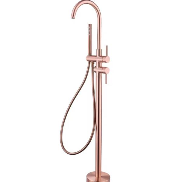 Brushed Rose Gold Copper Freestanding Tub Faucet Mélangeur de douche OEM