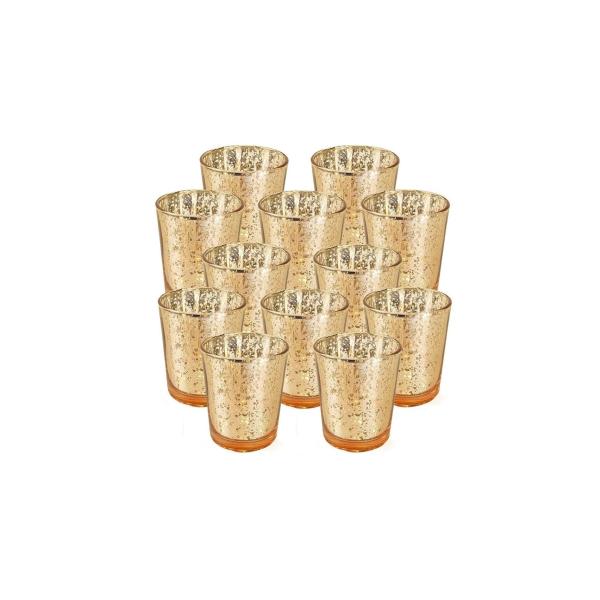 Christmas Tea Light Mercury Glass Votive Candle Holders 82ml Customized Color