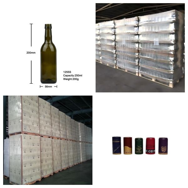 250ml One-Third Bordeaux Glass Bottle Screw Top For Sample Wine 200g 1255S