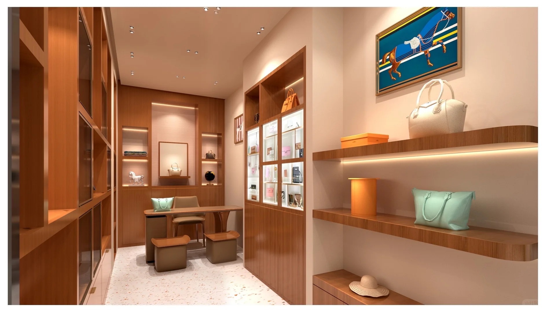 Interior Luxury Showcase Luxury Bag Display Case 120mm 150mm