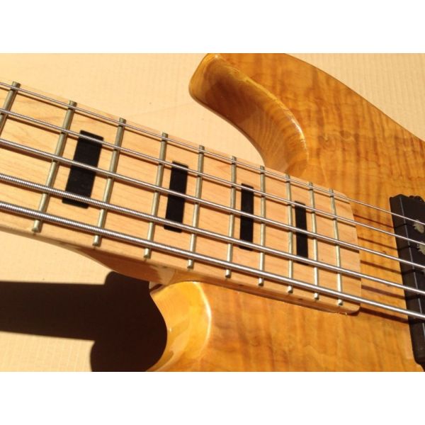 Flame maple 5 string electric bass guitar with ashwood body 20  tone position maple fingerboard free shipping