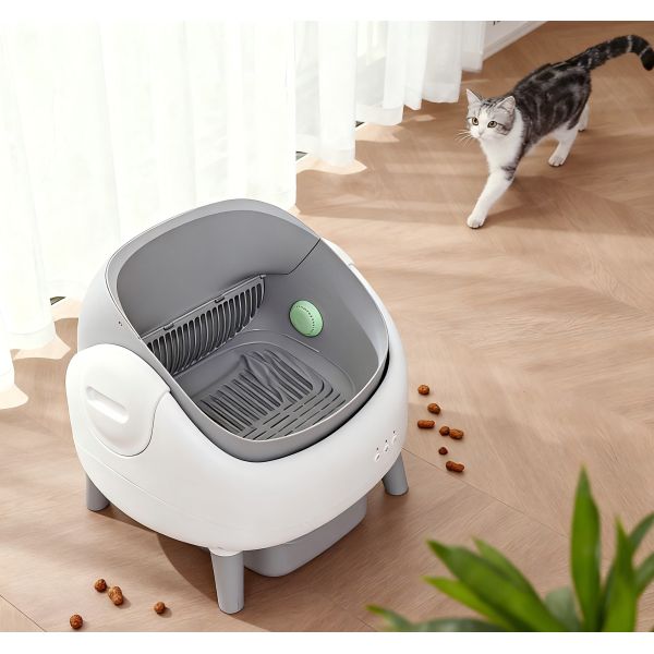 Quiet Plastic Cat Litter Box Enclosed Anti-splatter with Sieve Deodorant Ball Easy to Clean Eco-Friendly Large Capacity