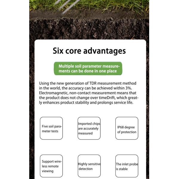 Horizontal Installation Moisture Sensor for Agriculture 7 in 1 USB NPK/PH/EC Temp Analyzer