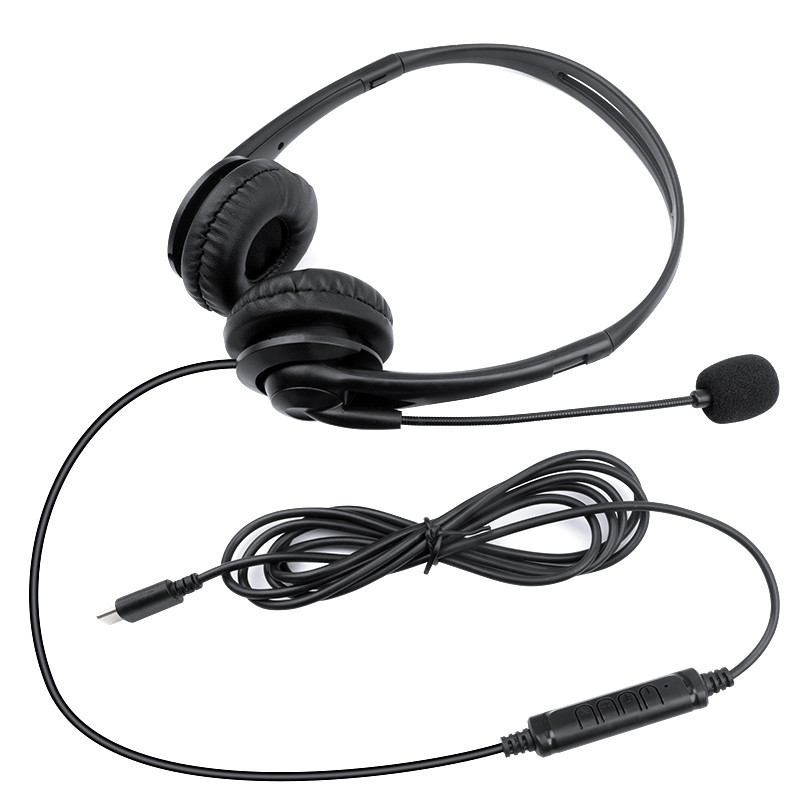 JTY-430 professional call center earphones with microphone, multiple plugs USB/Type-C/3.5mm wired earphones, comfortable to wear earphones, suitable for online learning and business conference calls