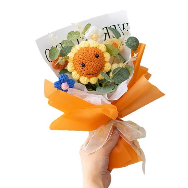 Cross border popular handmade crochet carnation knitting yarn flower rose gift box Mother's Day finished bouquet gift