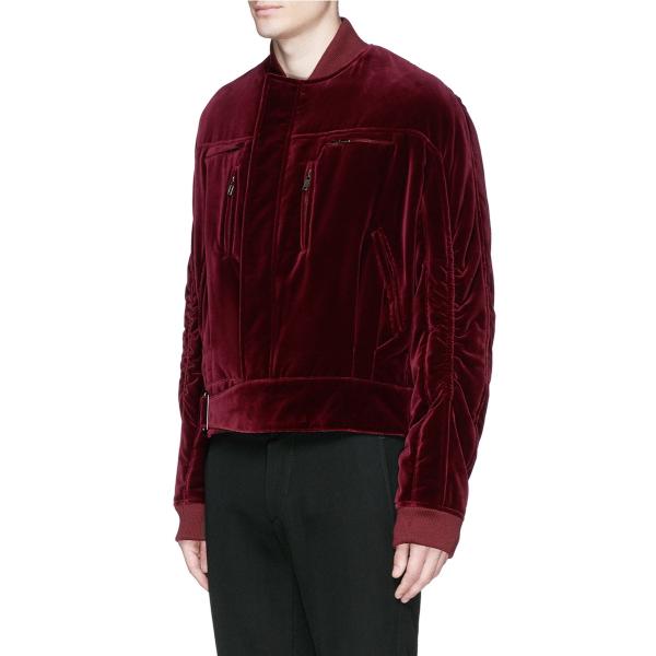 Mens Ruche Sleeve Winter Cotton Velvet Jacket