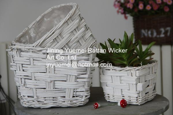 2016 new style wicker garden baskets round shape willow garden plants basket wood piece