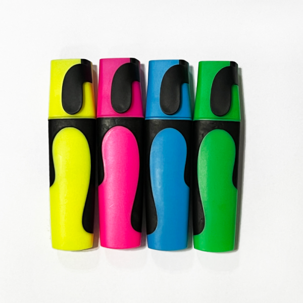 New Design 4PCS Durable Colorful Stationery Fluorescent Ink Marker Pen Chisel Fiber Tip Highlighter