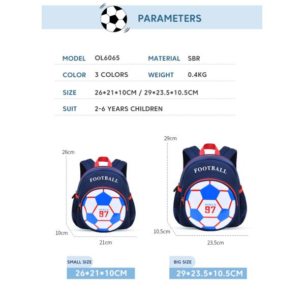 Blue 3D Football Backpack / Cute Cartoon Knapsack For Boys