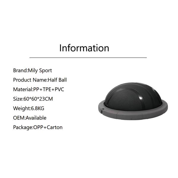 60cm PVC ABS Half Ball Exercise Balance Training Equipments Trainer Exercise Ball Pump