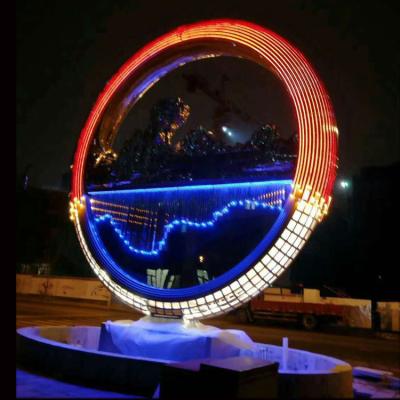 Large metal stainless steel ring sculpture project mirror polish & light ,Stainless steel sculpture supplier