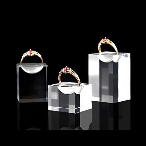 White Plexiglass Jewelry Acrylic Display Holder Clear Slotted Block Hand Ring Holder 2x1.2