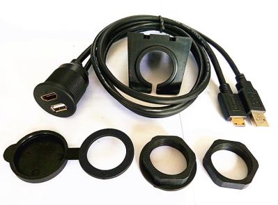 2m Car Dashboard Flush Mount USB and mini HDMI Extension Car Radio cable