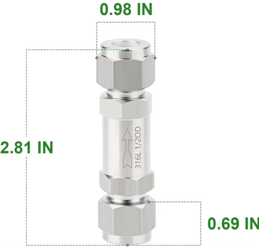 316L Stainless Steel Double Ferrule Check Valve High Pressure Instrument One Way Non Return Valve for Gas Liquid Pipeline