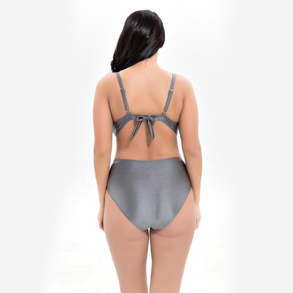 2019 New Plus Size Two piece Swimsuit solid color Swimsuit Women Push up 1929