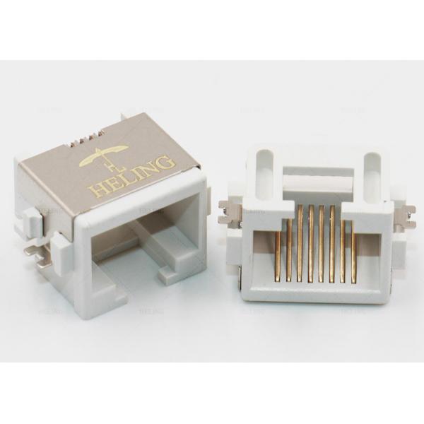 White Straight Push In Type SMT RJ45 Connector , 8P8C RJ45 Surface Mount Jack