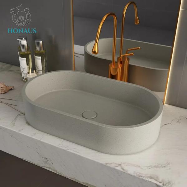 Solid Grey Concrete Countertop Basin Above Counter Vessel Sink Customizable