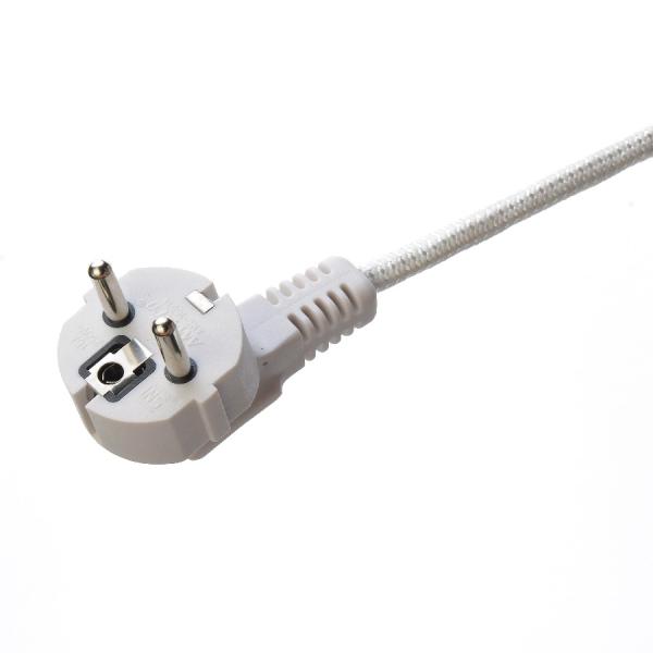 CEE 16A Electric Iron Cotton Cable VDE Black White Ac Power Cord Steam Home Appliance H03RT-F 3x42/0.15mm Male End Type