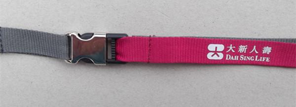 Dual colored flat polyester ID card badge holder neck lanyard strap with metal buckle,