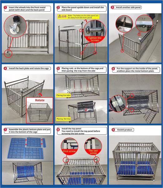 Outdoor Dog Kennels for Large Dogs with Roof, Heavy Duty Metal Dog Enclosures for Outside, Large House Cage Dog Pen