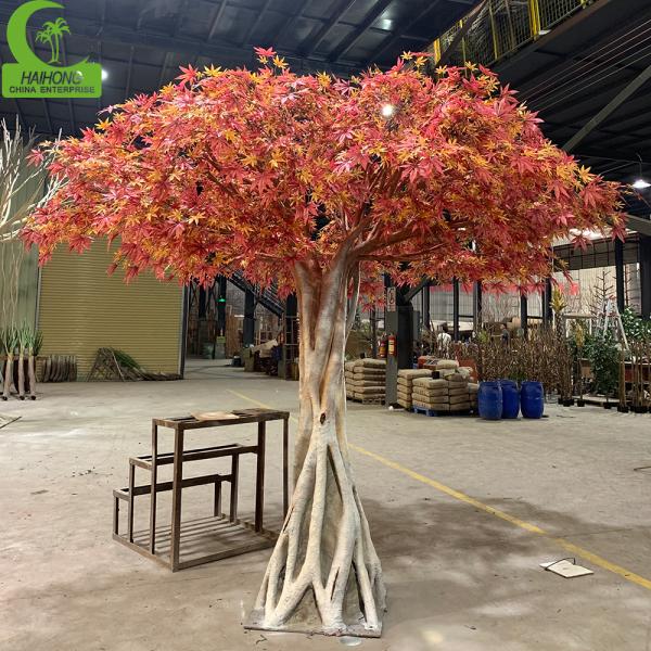 Large Handmade Artificial Yellow Maple Tree Chinese Maple Trees Faux Japanese Red Maple Tree
