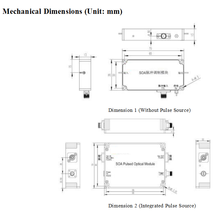 SOA Pulse Modulation Module with Narrow Pulse Width High Pulse Extinction Ratio and Fast Rise Time for Optical Fiber Sensing