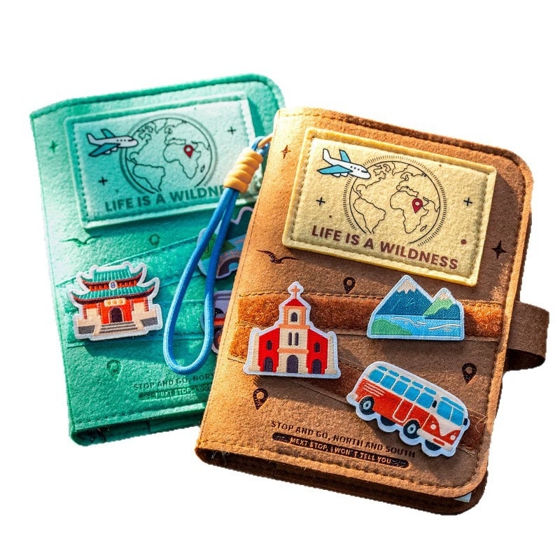 Felt Travel Journal With Embroidery Patches And Ring Binder For Souvenirs