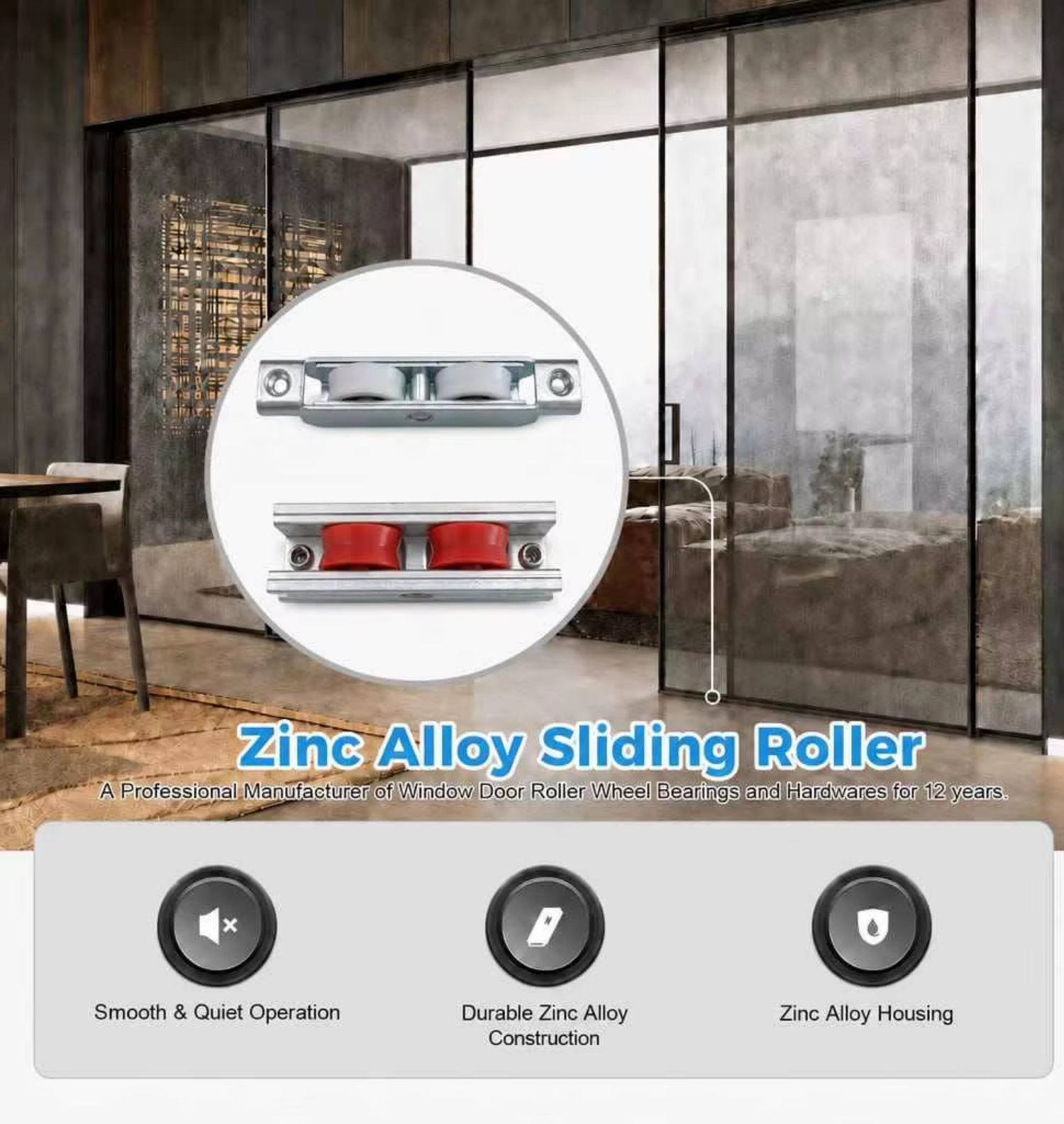 Window and Door Roller with Nylon POM Wheels for Smooth Rolling Sliding Door Window Hardware Replacement