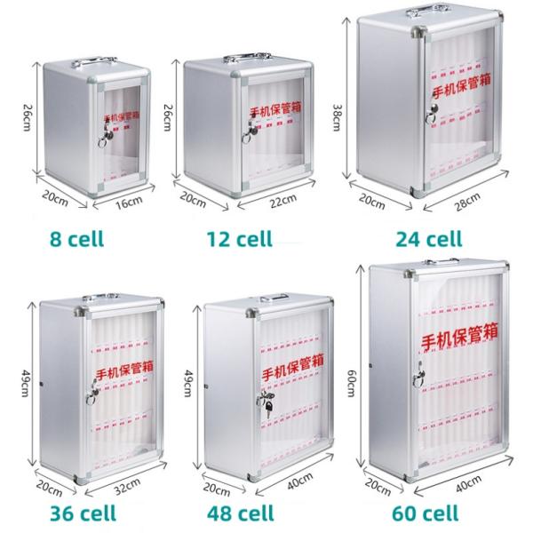 Student Aluminum Alloy Wall clear Acrylic Storage Lockable Mobile Phone Holder Cabinet