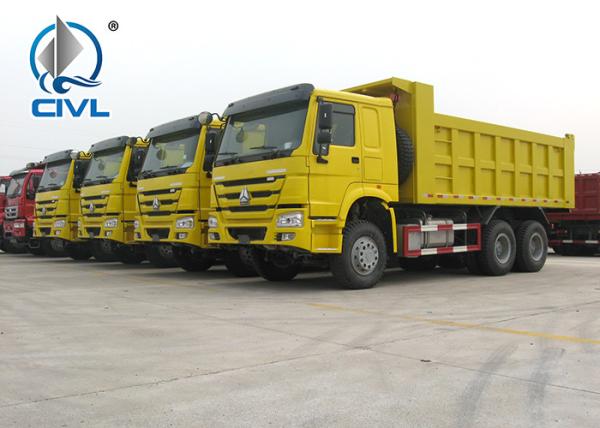 Euro II 20M3 Heavy Duty Dump Truck 6x4 10 Tire Sinotruk Howo7 Yellow Color
