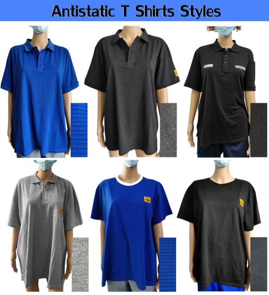Short Sleeve 4% Conductive Fiber ESD Safe Clothing Polo Shirt Antistatic