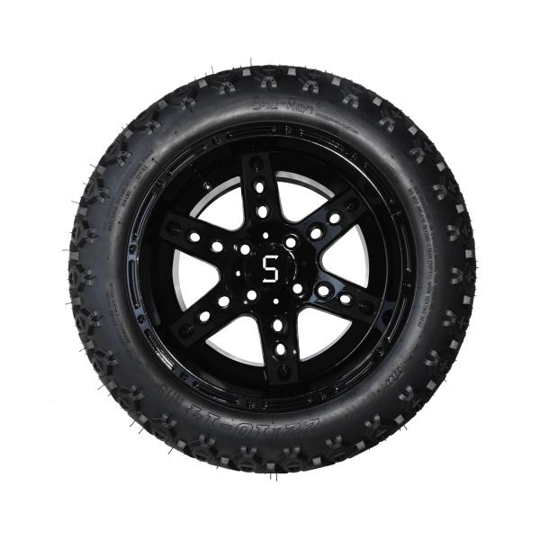 DOT 14 Inch Golf Cart Wheels And Tires 22x10-14 All Terrain Gloss Black 6 Spokes