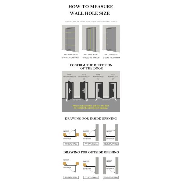 Factory Direct Sales Wood Grain Steel Main Gate Design Double Fire Door with Smart Lock