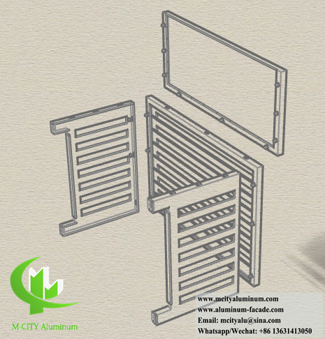 Customized Size Aluminum AC Unit Cover with 45° Angled Louvres and Powder Coated Finish