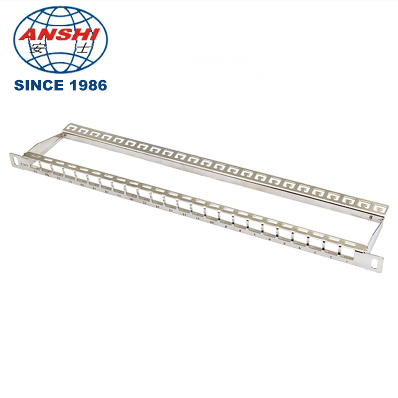 0.5U 19 Inch 24 Port STP Empty Blank Patch Panel, Highly Integrated Stainless Steel