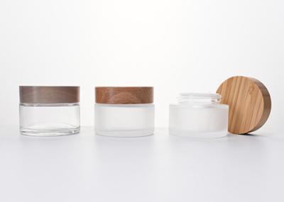 50ML GlASS EMPTY JARS WITH WOODEN LID,BAMBOO CAP SKINCARE LOTION COMESTIC PACKAGING NATUREL FRIENDLY COMESTIC PACKAGING