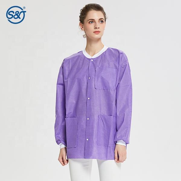 High Quality Non woven Fabric Laboratory Coat Lab Coat Jacket Disposable  Lab Coat White